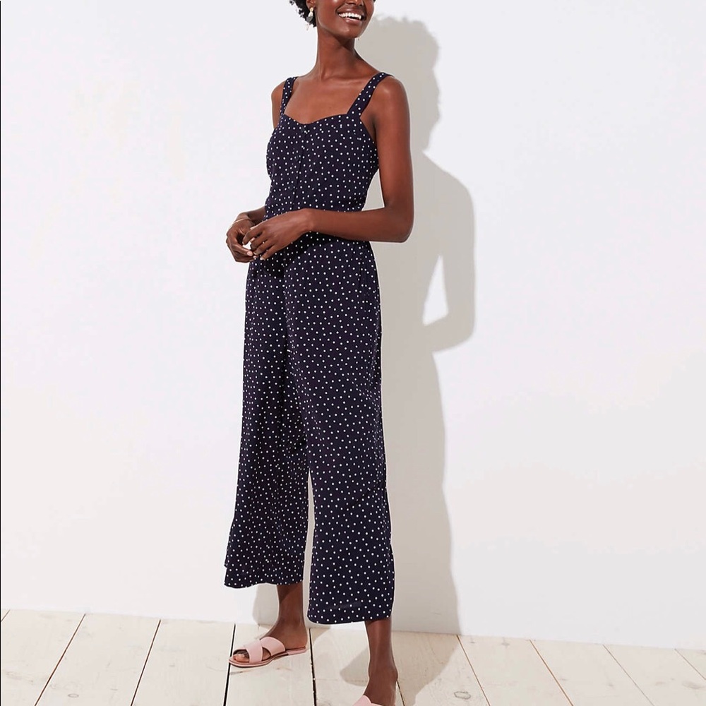 Loft Dotted Strappy Jumpsuit